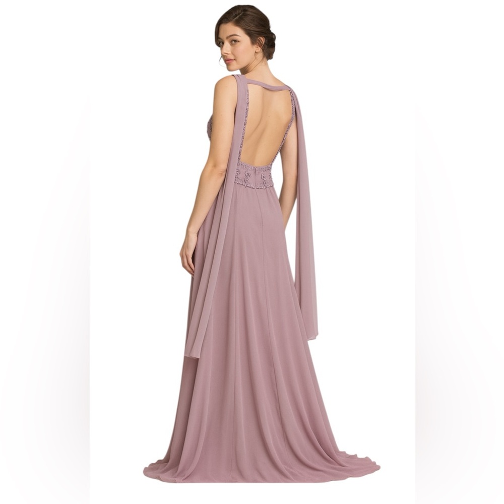 Mikael Aghal beaded ope back maxi formal dress size 8 new
